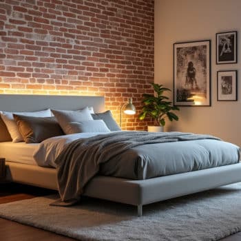 Idées pour une chambre avec un mur en briques apparentes