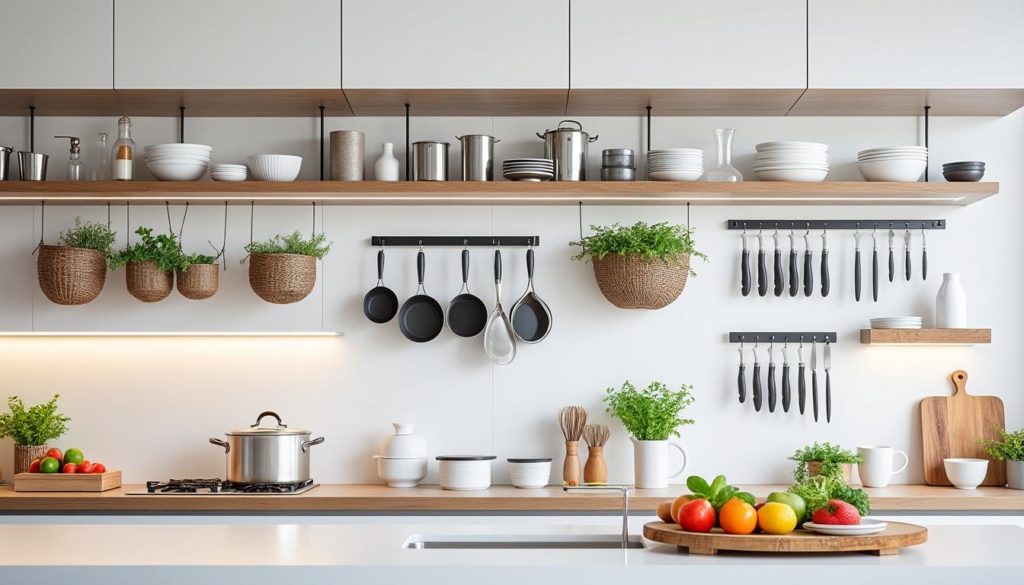 découvrez les meilleures solutions de rangements suspendus pour optimiser l'espace de votre cuisine. profitez de conseils pratiques et d'idées innovantes pour allier esthétique et fonctionnalité, tout en créant un environnement de cuisine organisé et moderne.
